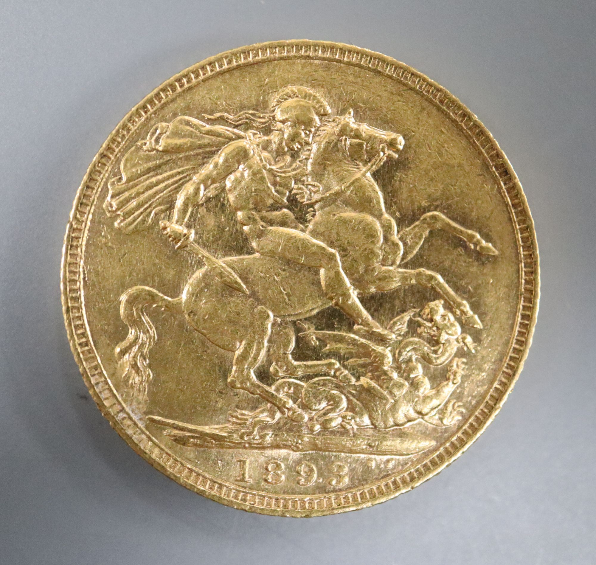 A Victorian 1893 Sydney mint gold sovereign, VF